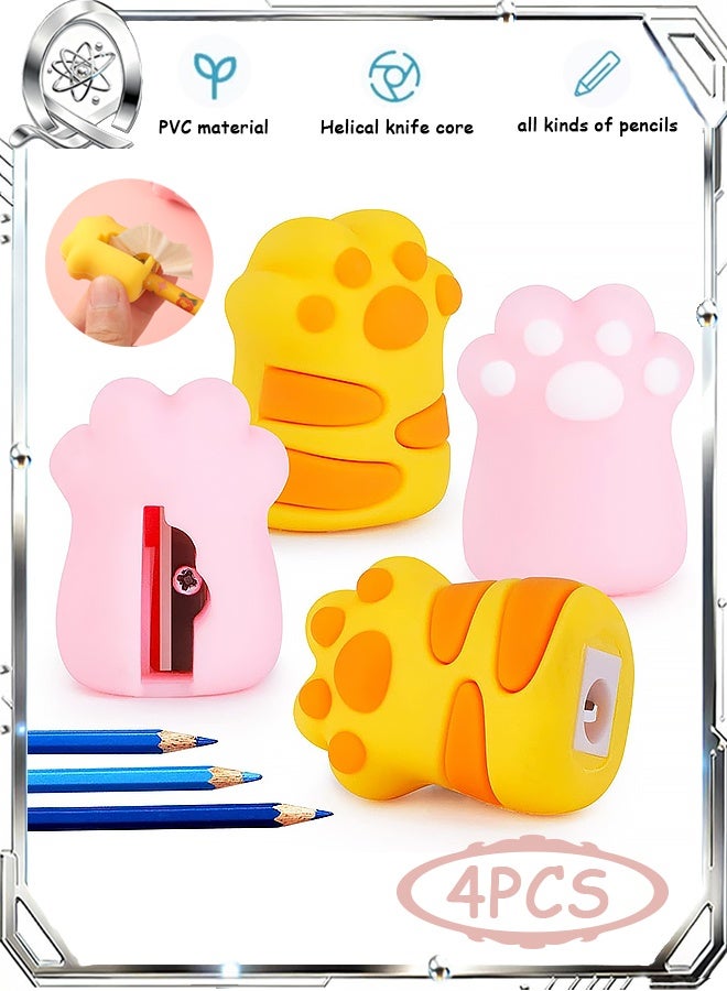 كوانتوم أربع قطع من مبراة أقلام رصاص يدوية على شكل مخلب قطة، مناسبة للأطفال، للمكتب والمنزل والمدرسة - Image 1