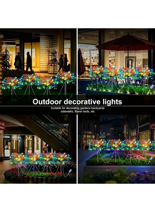 8 قطع 480 مصباح LED أضواء الألعاب النارية الشمسية الخارجية 8 أوضاع وامضة تشغيل وإيقاف تلقائي للحديقة - Image 4