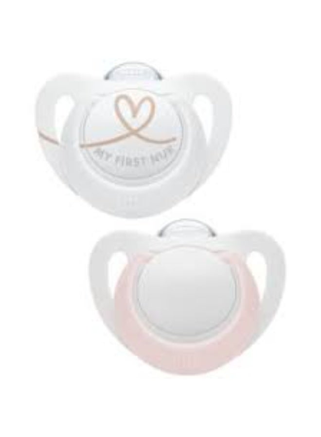 Nuk baby pacifier pink white 0-6 month 2 piece