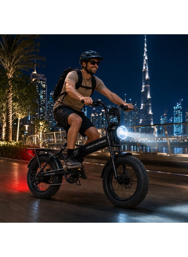 Wind Horse W0 Pro Electric Folding Bike for Adults, 750W Motor, 48V 10.4Ah Removable Battery, 35–45 KM Range, 20-Inch Off-Road Tires, Dual Shock Absorbers & Digital Display - Image 3