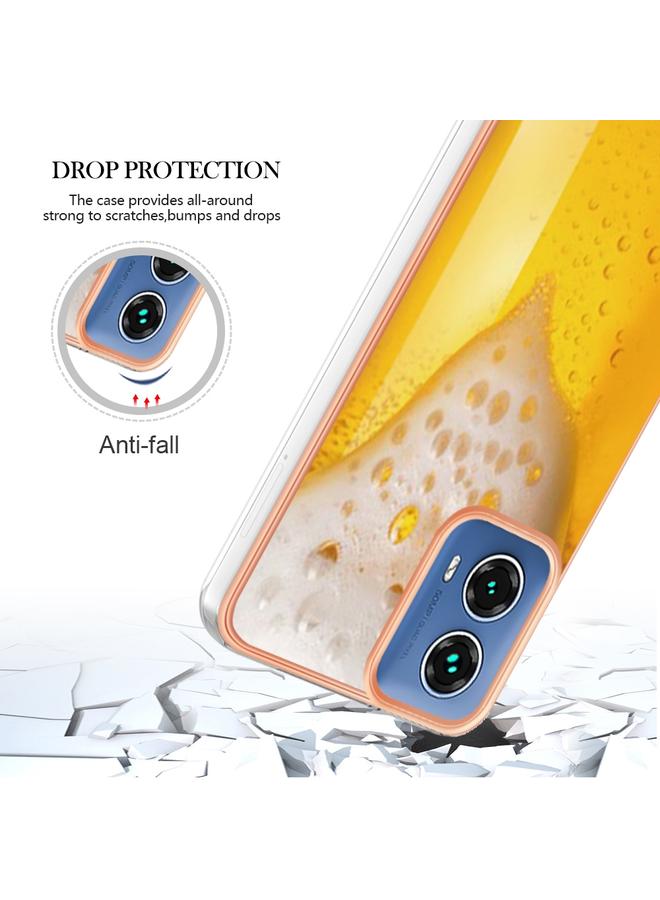 اس-توب جراب لهاتف Motorola Moto G34، جراب هاتف IMD مزدوج الجوانب من الرخام المطلي بالكهرباء - Image 4