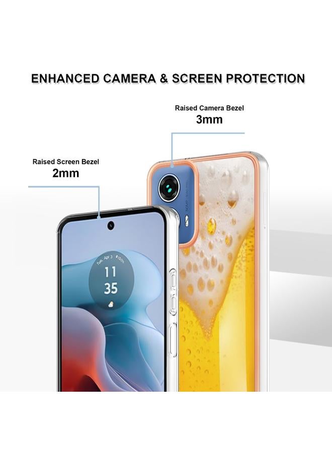 اس-توب جراب لهاتف Motorola Moto G34، جراب هاتف IMD مزدوج الجوانب من الرخام المطلي بالكهرباء - Image 5