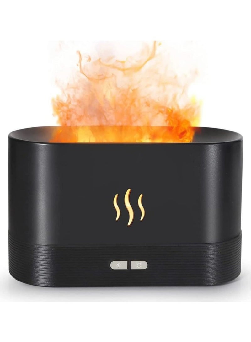 Humidifier Flame Aroma Diffuser Aromatherapy Light Mist Atomizer Auto Off Protection for Spa Home Yoga Office 180ml Black - Image 1