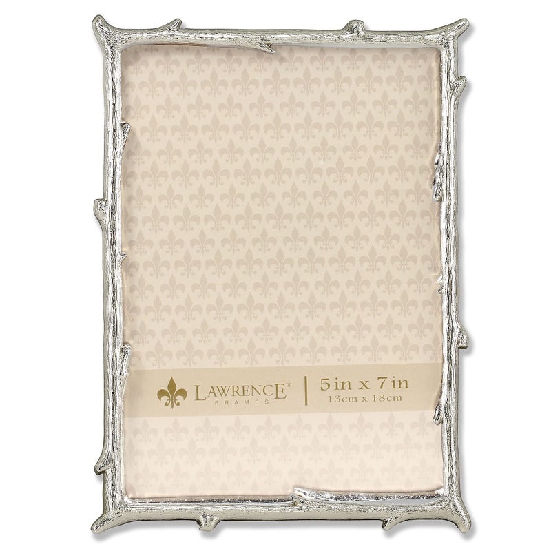 Lawrence Frames 712657 5x7 Silver Metal Natural Branch Design Picture Frame - Image 1