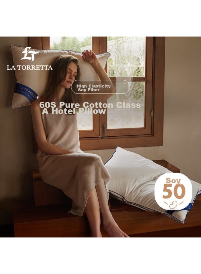 La Torretta Five-star Hotel Pillow, Antibacterial And Anti-mite, Deep Sleep High-elastic Pillow Core, Washable Neck Support Pillow, Medium Pillow, One Pair - Image 1