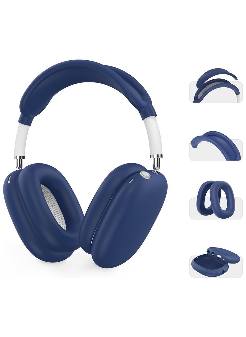 Generic - Silicone Case Cover for AirPods Max Headphones, Airpods Max Ear Cup Covers/Ear Pad Case Cover/Headband Cover/Max Headband Pad, 4 in1 Accessories for Apple AirPods Max (Blue) - Image 1