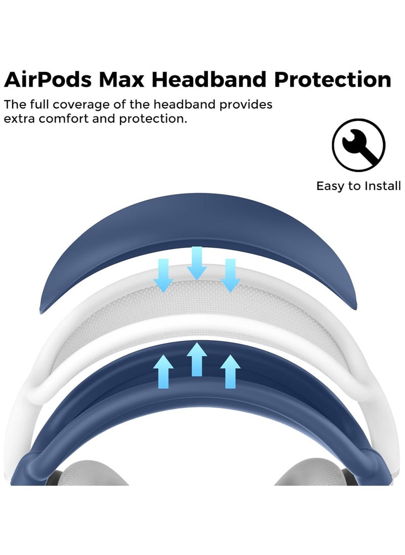 Generic - Silicone Case Cover for AirPods Max Headphones, Airpods Max Ear Cup Covers/Ear Pad Case Cover/Headband Cover/Max Headband Pad, 4 in1 Accessories for Apple AirPods Max (Blue) - Image 1