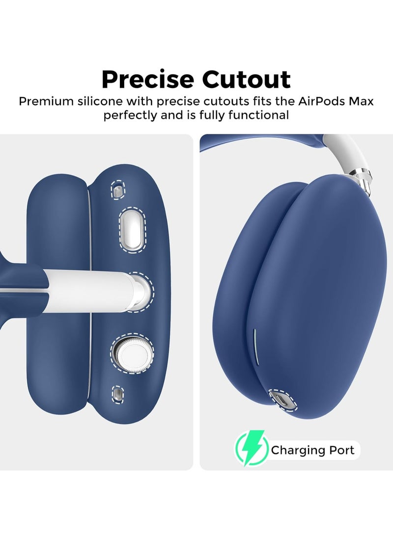 Generic - Silicone Case Cover for AirPods Max Headphones, Airpods Max Ear Cup Covers/Ear Pad Case Cover/Headband Cover/Max Headband Pad, 4 in1 Accessories for Apple AirPods Max (Blue) - Image 1
