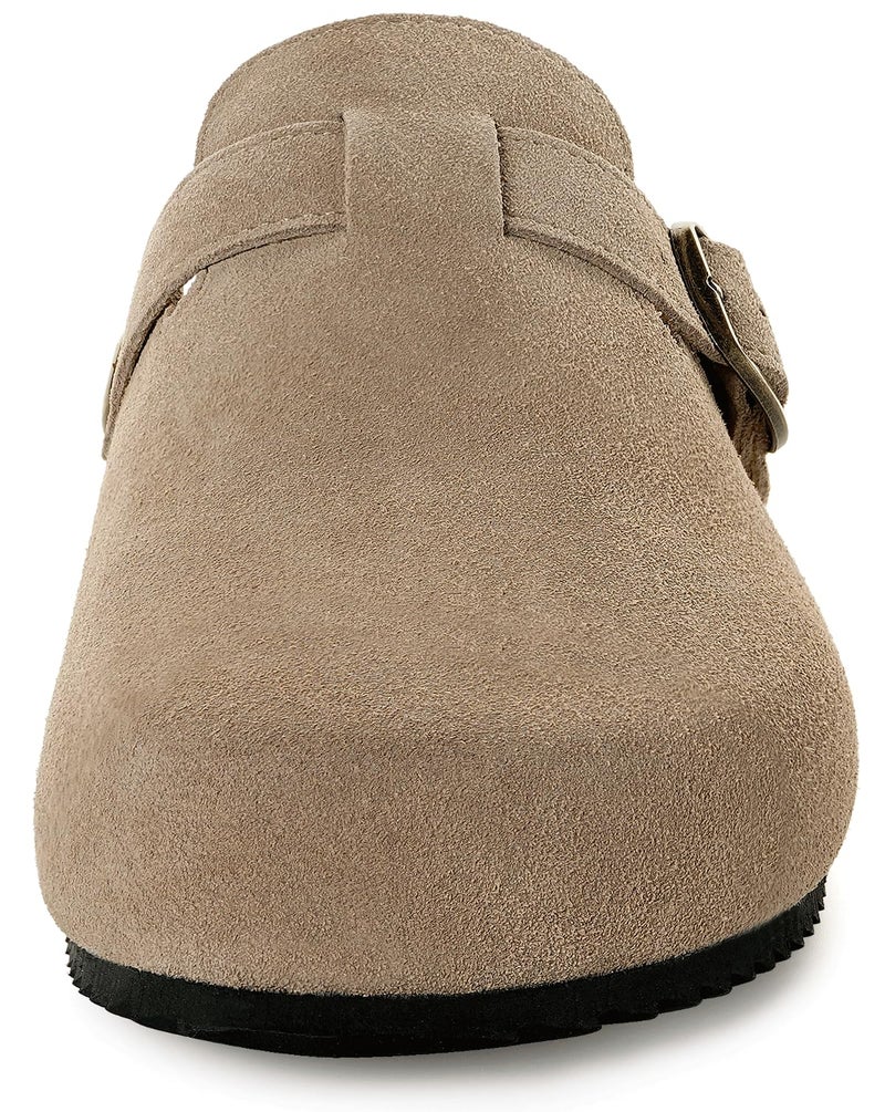 Intini Genuine Suede Leather Clogs for Womens Mens Slip on Mules Antislip Cork Sandals with Arch Support Potato Shoes Buckle Sand - Image 2