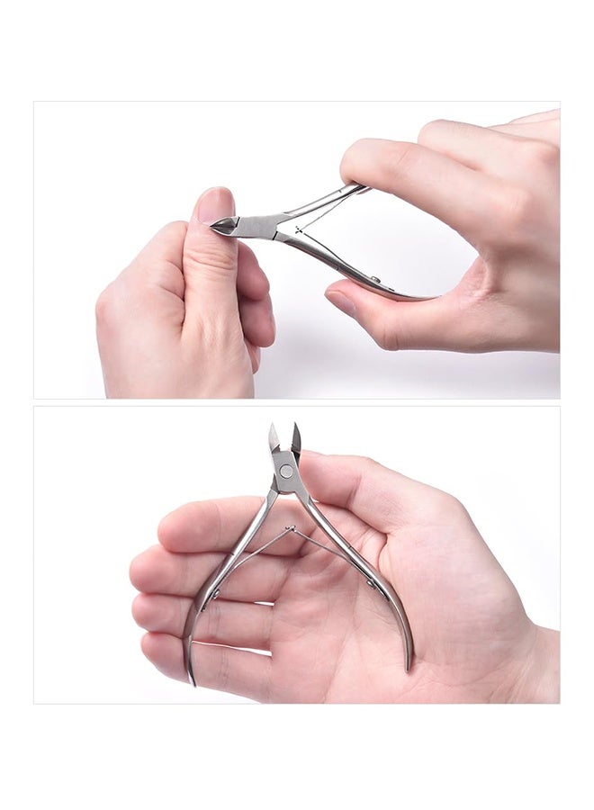 5-Piece Cuticle Spoon Pusher Remover Cutter Nail Nipper Set,Silver - Image 2