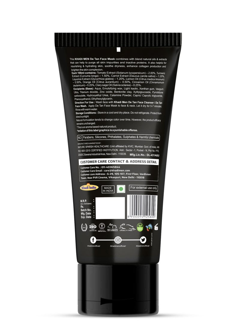 KHADI MEN Khadi Men De tan face mask 100g Exfoliates & tighten the skin Pigmentation control & sagging skin Control acne & skin inflammation  - Image 2