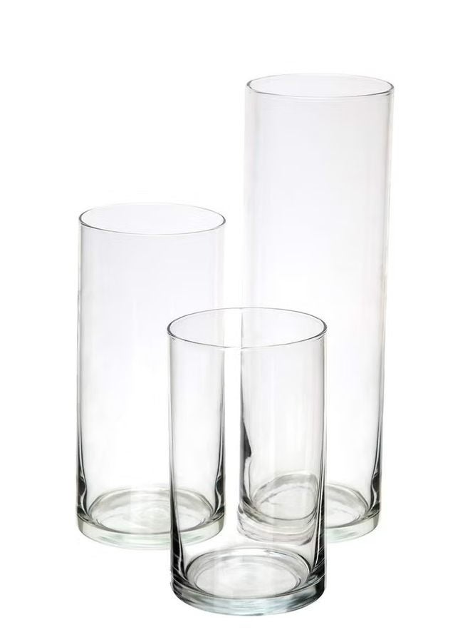 Cylinder Glass Vase (Set of 3, Clear) - Image 2
