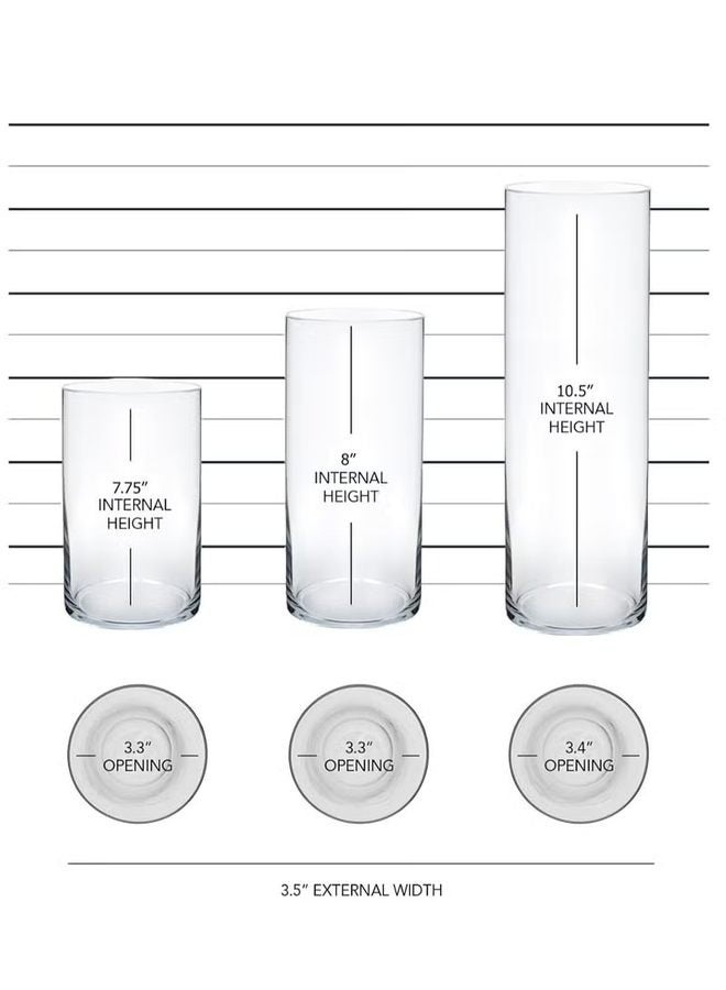 Cylinder Glass Vase (Set of 3, Clear) - Image 4