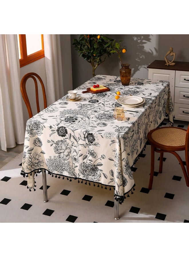 general Fashionable cotton tablecloth dustproof and heat-insulated household dining table decoration cloth (large size: 100*150cm) - Image 1