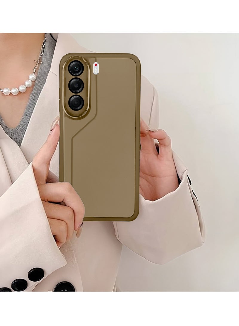 دبليو تيك غطاء خلفي لهاتف Tecno Camon 40 Pro 5G 2025 مصنوع من السيليكون الشفاف الناعم مع حماية عدسة الكاميرا، رقيق جداً، أنيق، بحافة الكاميرا مطلية بالكهرباء - بني - Image 4