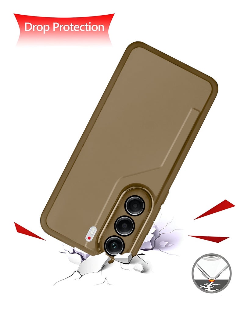 دبليو تيك غطاء خلفي لهاتف Tecno Camon 40 Pro 5G 2025 مصنوع من السيليكون الشفاف الناعم مع حماية عدسة الكاميرا، رقيق جداً، أنيق، بحافة الكاميرا مطلية بالكهرباء - بني - Image 3
