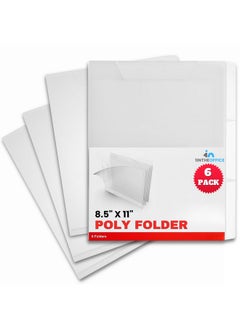 1InTheOffice Clear Plastic Folder Letter Size, Poly File Folder 3 Tab, (6 Pack)  - Image 1