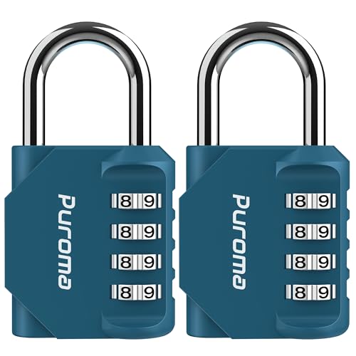 Puroma 2 Pack Combination Lock for Locker 4 Digit Outdoor Waterproof Padlock for School, Gym, Sports, Fence, Toolbox, Gate, Case, Outdoor, Hasp Storage, Cabinets (Dark Green) - Image 1