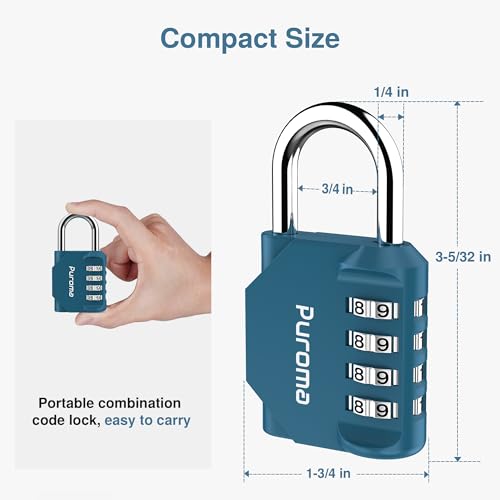 Puroma 2 Pack Combination Lock for Locker 4 Digit Outdoor Waterproof Padlock for School, Gym, Sports, Fence, Toolbox, Gate, Case, Outdoor, Hasp Storage, Cabinets (Dark Green) - Image 5