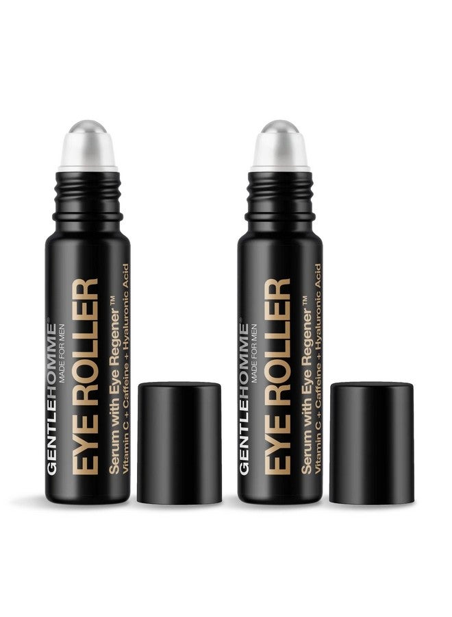 GENTLEHOMME Hyaluronic Acid & Caffeine Eye Roller Serum For Men With Vitamin C Made In Usa Eye Roller Ball For Dark Circles & Puffiness Mens Day & Night Antiaging Under Eye Serum Roller 10Ml 2 Pack - Image 1