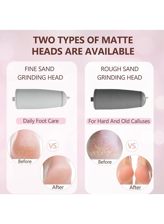 JS Electric Pedi Callous Remover, Electric Foot Grinder Electric Callus Remover with 2 Roller Heads for Removing Dead Skin and Calluses (Pink) - Image 2