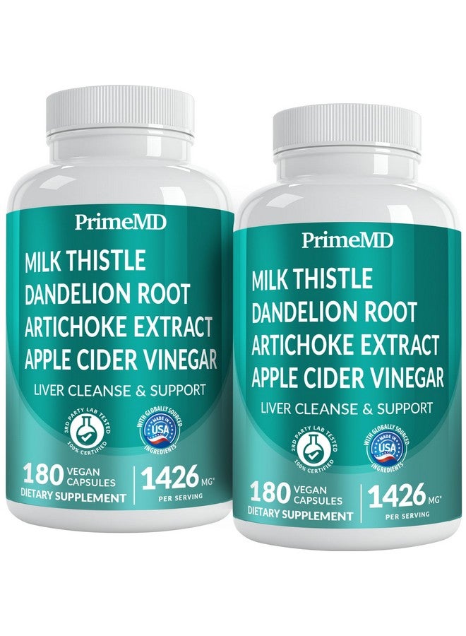 PrimeMD 32-in-1 Liver Cleanse Detox & Repair with Milk Thistle and Silymarin, Artichoke Extract and Beetroot Powder for Liver Support with Active Liver Health Formula - 1426mg (180 ct, Pack of 2) - Image 1