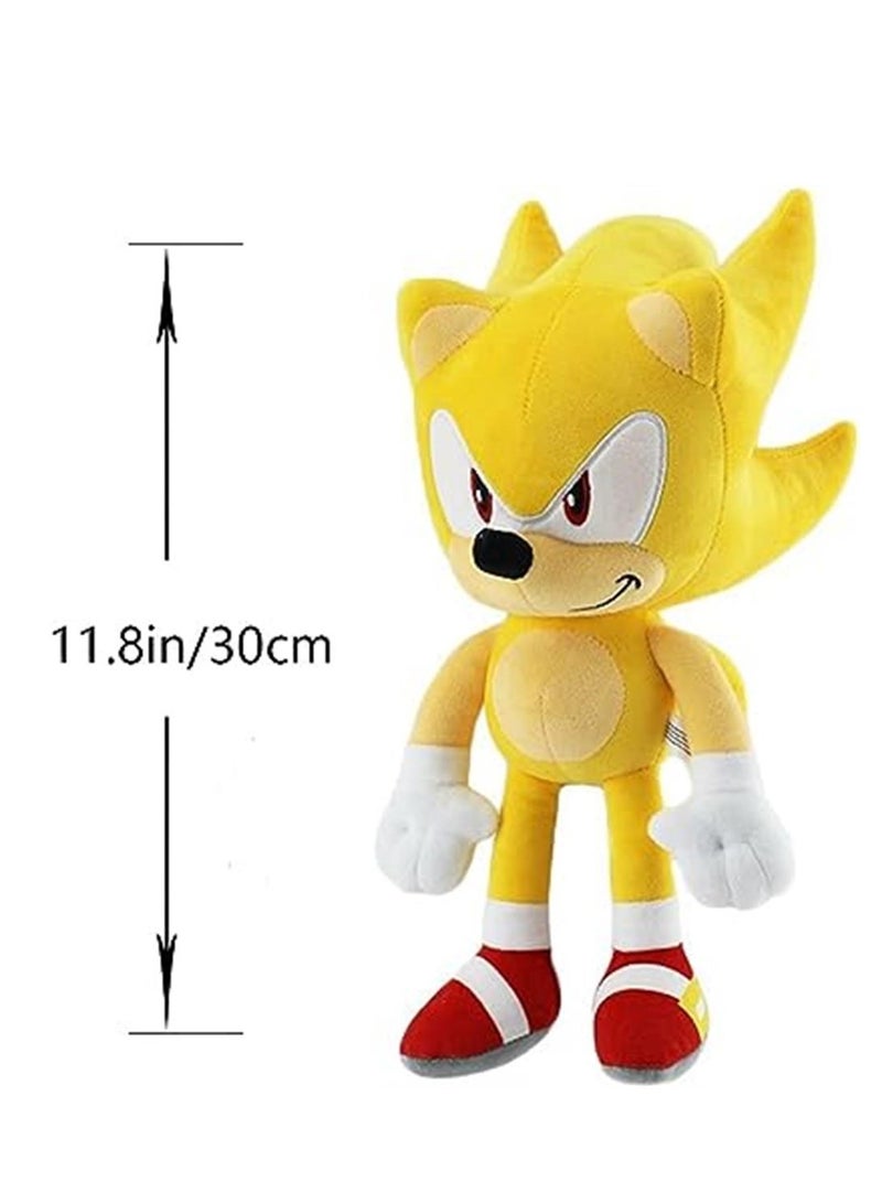 12 Sonic Plush Toys,Sonic Stuffed Animals,Knuckles Shadow Tails Plushies Doll Toys Gifts for Boys and Girls, Super Sonic - Image 2
