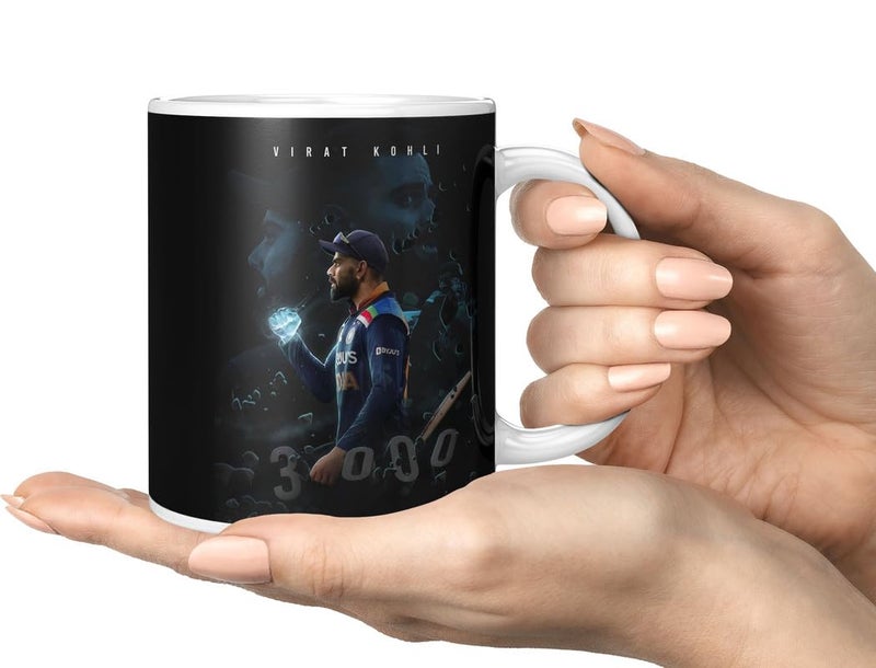 PrintingZone Compatible Print with Virat Kohli Mug Printed Cup Microwave Safe White Ceramic Coffee Mug 350ml Pack of 1VRND198 - Image 1