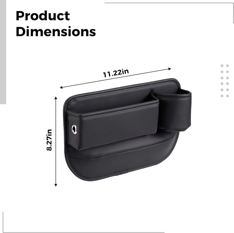Universal Fit Car Seat Gap Organizer Two Pocket PU Leather Storage Black For Phone Keys Cards - Image 4