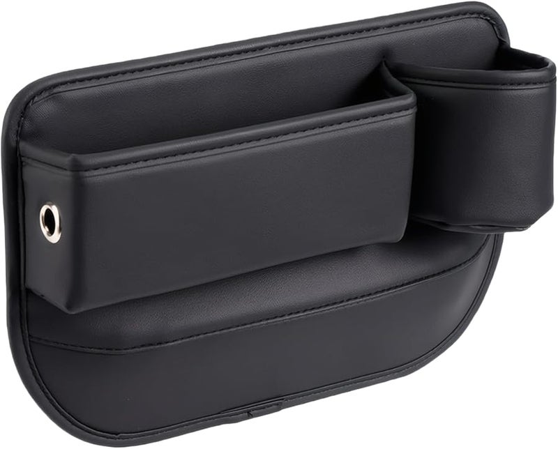 Universal Fit Car Seat Gap Organizer Two Pocket PU Leather Storage Black For Phone Keys Cards - Image 2