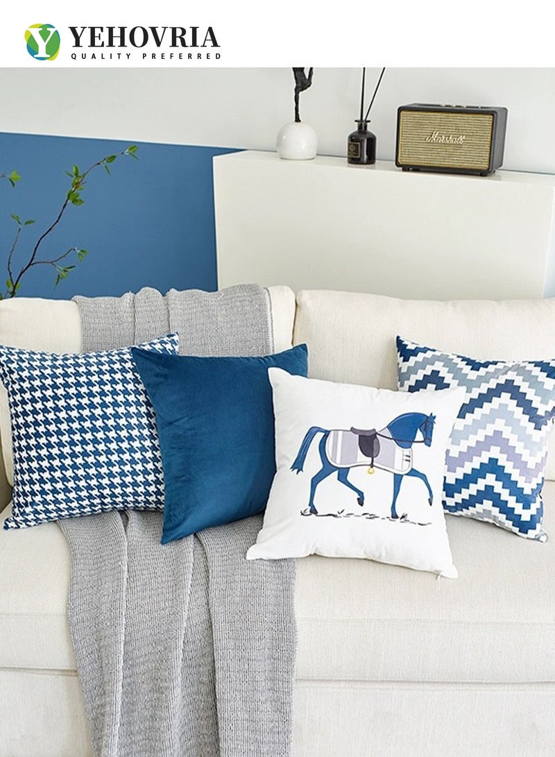 YEHOVRIA Cushion Covers Set of 4, Throw Pillow Cover, Modern Decorative Couch Pillow Case 45cm x 45cm, For Living Room Sofa Car Couch Bed Pillowcases 18x18 inches（Double sided pattern) - Image 4