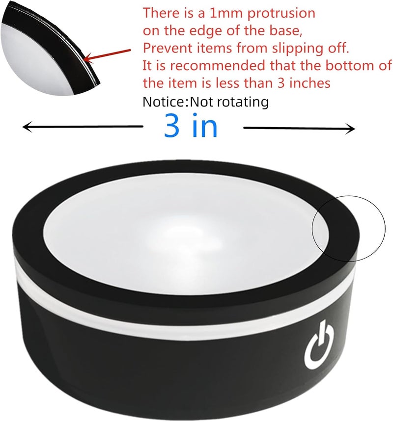 EUSTUMA LED Light Base Non-slip Round Display Stand In A Variety of Colors,Suitable for Glass Crystal Spherical Artwork,Holiday Party Decoration.(Notice:Not rotating) - Image 2