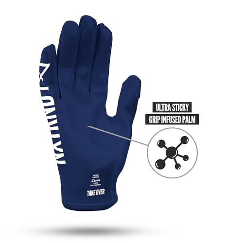 NXT NXTRND Nxtrnd G1 Youth Football Gloves, Kids Sticky Receiver Gloves (Navy Blue, Youth Medium) - Image 3
