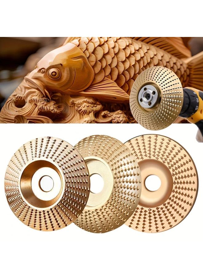 3pcs High Speed Steel Wood Carving Disc Set Golden Grinding Wheel For Shaping And Grinding Wood Disc Grinder Attachments - Image 1