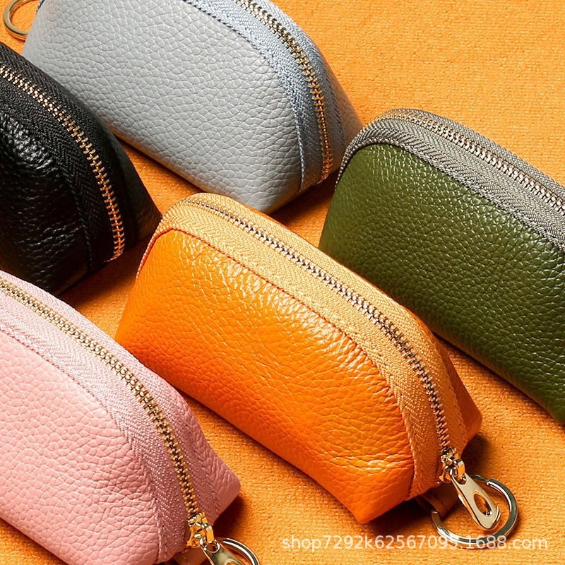 Genuine Leather Simple Large-Capacity Universal Car Key Bag Cowhide Women'S Compact Storage Mini Key Bag Cover Home Cute - Image 3