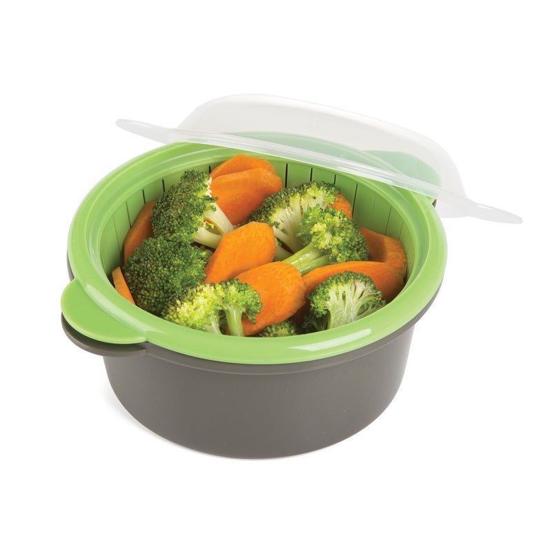 Progressive International PrepSolutions Mini Microwave Steamer, Gray – Fast and Easy Vegetable & Food Steaming - Image 2