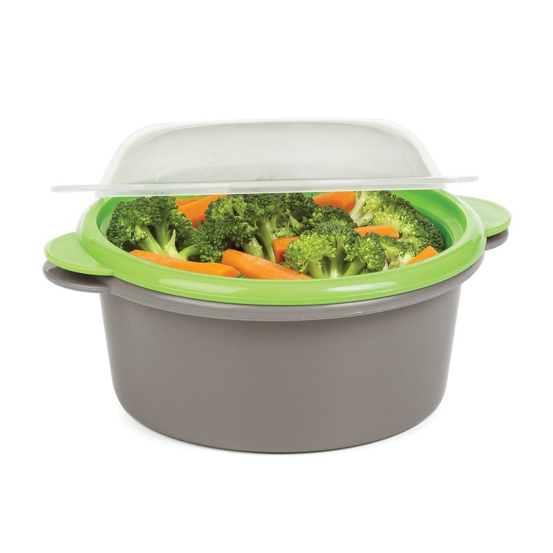 Progressive International PrepSolutions Mini Microwave Steamer, Gray – Fast and Easy Vegetable & Food Steaming - Image 1