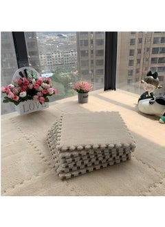 12 Pcs Interlocking Foam Mat Floor Tiles,Thickened Plush Eva Foam Padding,Foam Play Floor Mat with Border,Fluffy Protective Floor Tiles for Exercising,Yoga,Playroom (11.85 X 11.85in,Camel)