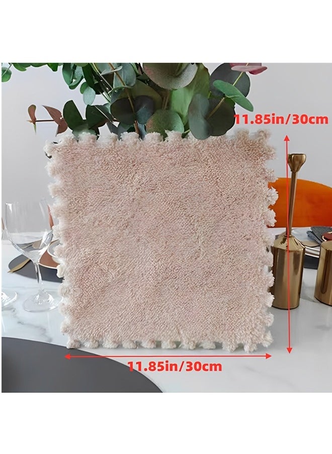 Beauenty - 12 Pcs Interlocking Foam Mat Floor Tiles,Thickened Plush Eva Foam Padding,Foam Play Floor Mat with Border,Fluffy Protective Floor Tiles for Exercising,Yoga,Playroom (11.85 X 11.85in,Camel) - Image 1
