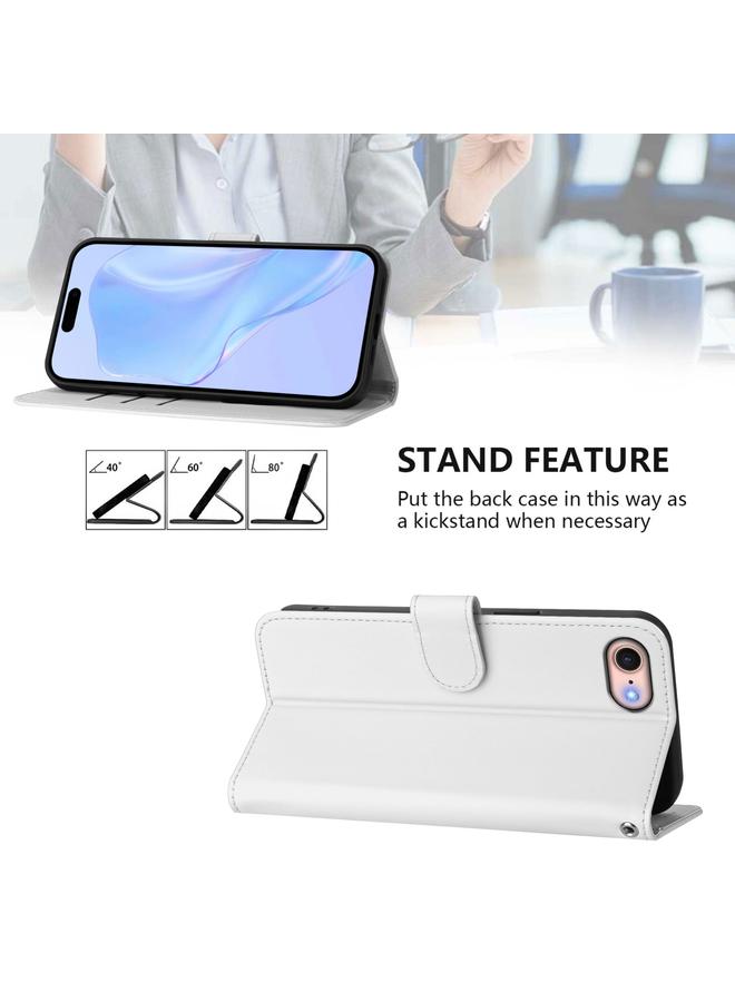 S-TOP Case For iPhone SE 2022 / 2020 Skin Feel Solid Color Leather Phone Case with Lanyard - Image 3