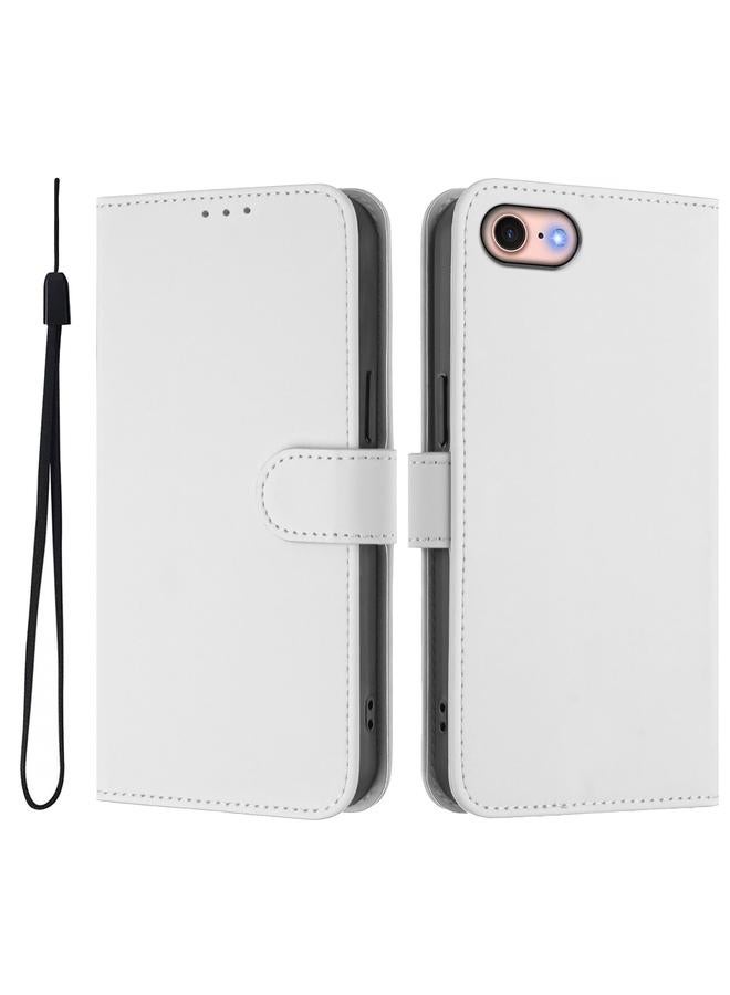 S-TOP Case For iPhone SE 2022 / 2020 Skin Feel Solid Color Leather Phone Case with Lanyard - Image 2