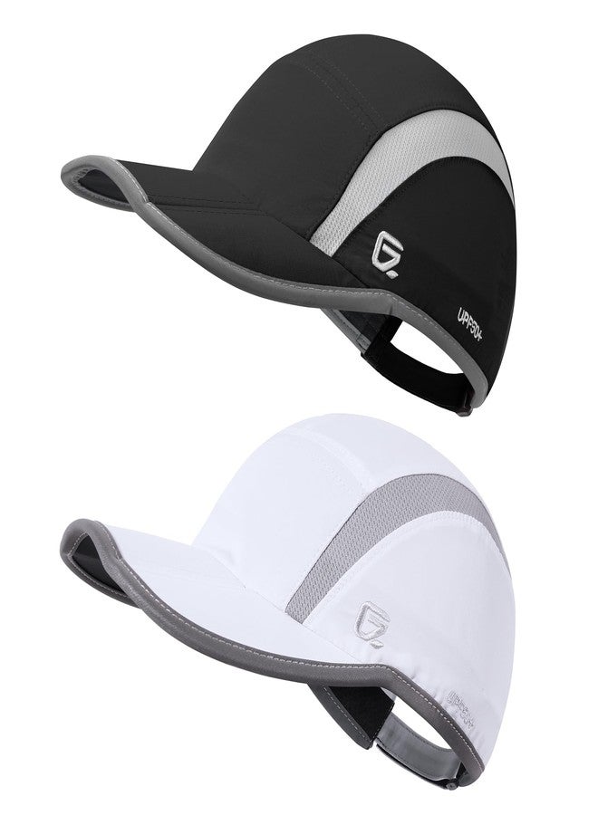 جادمكيندز قبعة رياضية قابلة للطي من GADIEMKENSD، عبوة من قطعتين، للرجال والنساء، للحماية من الشمس، قبعة جولف، قبعة عاكسة للضوء، قبعة جري، قبعة تبريد صيفية للمشي لمسافات طويلة، قبعة بيسبول، أسود وأبيض - Image 1