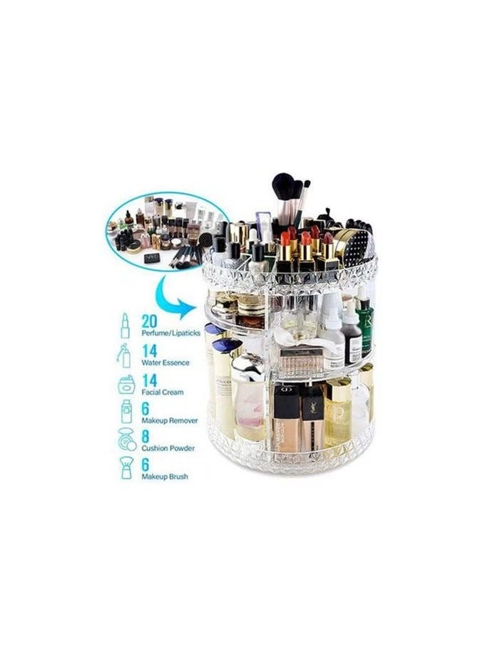 منظم مستحضرات التجميل قابل للدوران 360 درجة - رف عرض مستحضرات التجميل الشفاف المصنوع من الأكريليك بسعة كبيرة للزينة وخزانة الملابس - Image 4