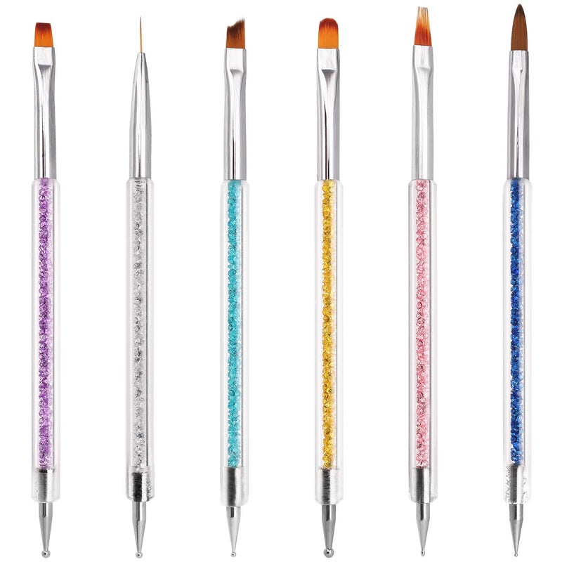 iminoo 6PCS Nail Art BrushesDouble Ended Nail Liner Brush Dotting Pen Nail Art Point Drill Drawing ToolsDouble Ended Nail Art Brushe for DIY Nail Art Designs Style B