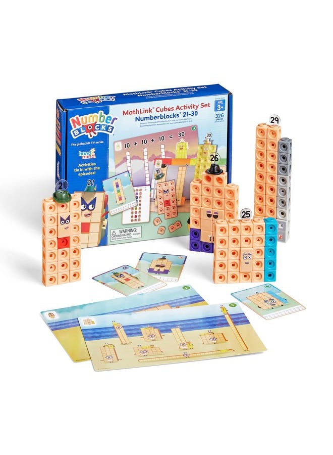 hand2mind MathLink Cubes Numberblocks 21-30 Activity Set, 20 Preschool Learning Activities, Counting Blocks, Linking Cubes, Educational Toys for Kids, Number Games, Math Manipulatives Kindergarten - Image 1