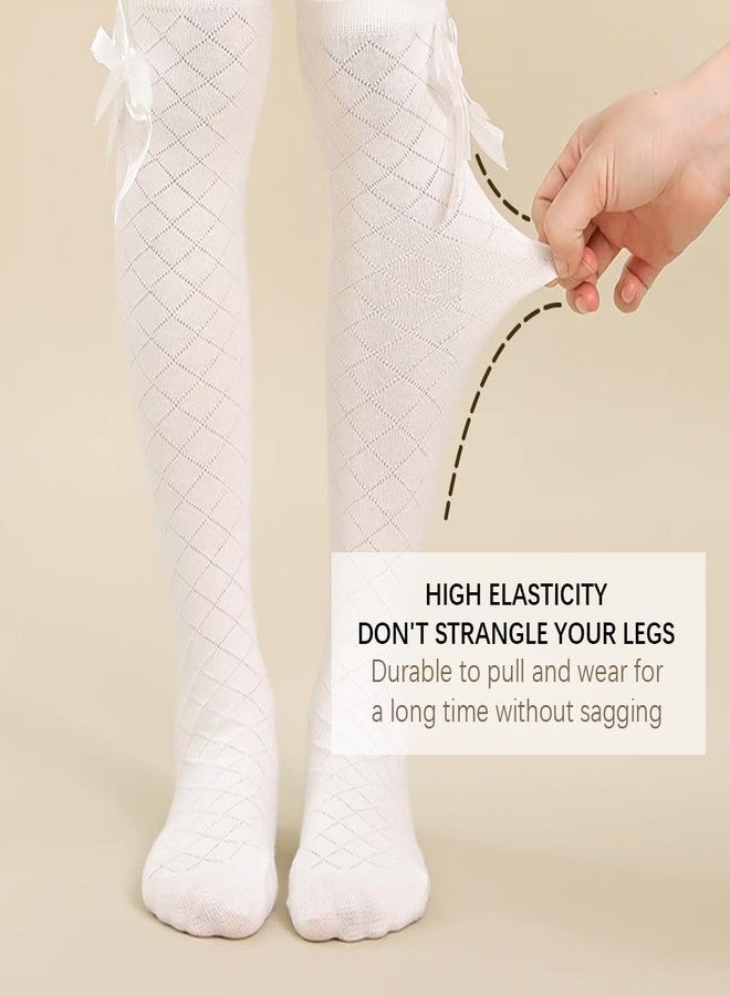 PALAY® 3 Pairs Girls Stockings Kawaii Bow Stockings 13.7 inches Knee High Stockings Breathable Cotton Soft Stockings Fashion Lolita Stockings for Skirt, School Uniform, Leather Shoes - Image 5