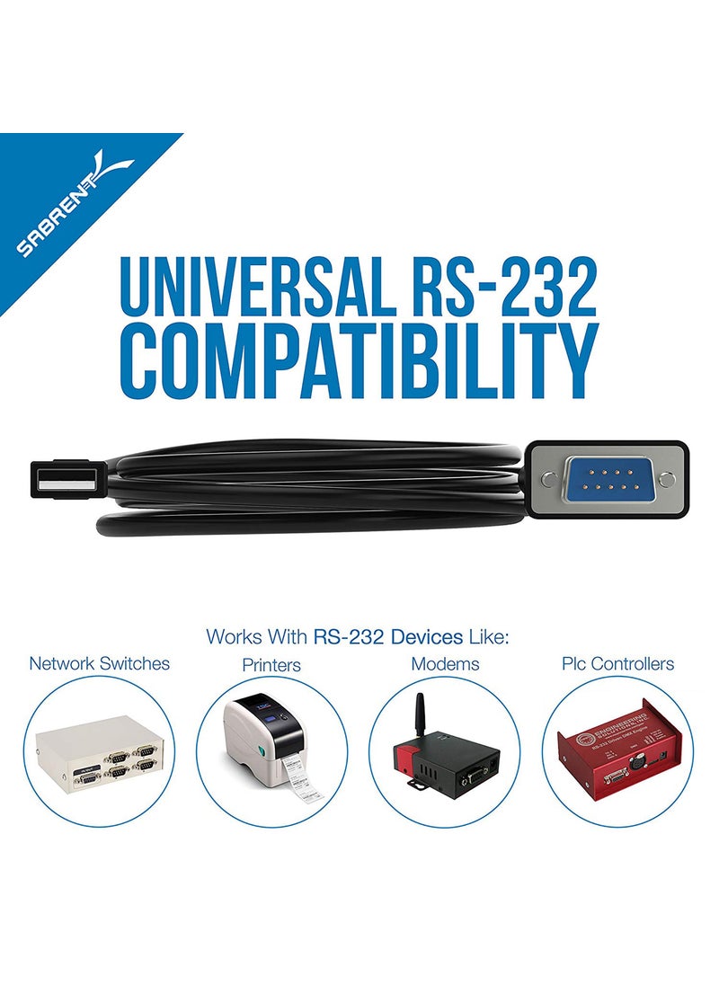 SABRENT SABRENT USB 2.0 to Serial (9-Pin) DB-9 RS-232 Adapter Cable 6ft Cable [FTDI Chipset] (CB-FTDI)  - Image 3