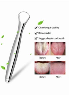 Generic Stainless Steel Tongue Cleaning Scraper Portable Reusable Tongue Scraper Tongue Cleaner for Oral Cleaning and Reducing Bad Breath 4PCS  - Image 2