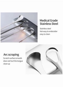 Generic Stainless Steel Tongue Cleaning Scraper Portable Reusable Tongue Scraper Tongue Cleaner for Oral Cleaning and Reducing Bad Breath 4PCS  - Image 5