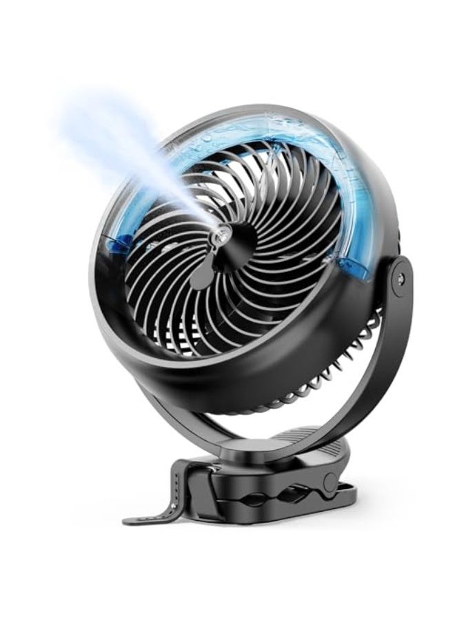 Koonie 10000mAh Battery Operated Misting Fan with Clip, Portable 8'' Mist Fan for Desk with Max. 48 Hours Runtime, 3Speeds, 2 Spray Modes, 200ML Tank for Golf Cart Home Office Travel Camping Stroller - Image 1